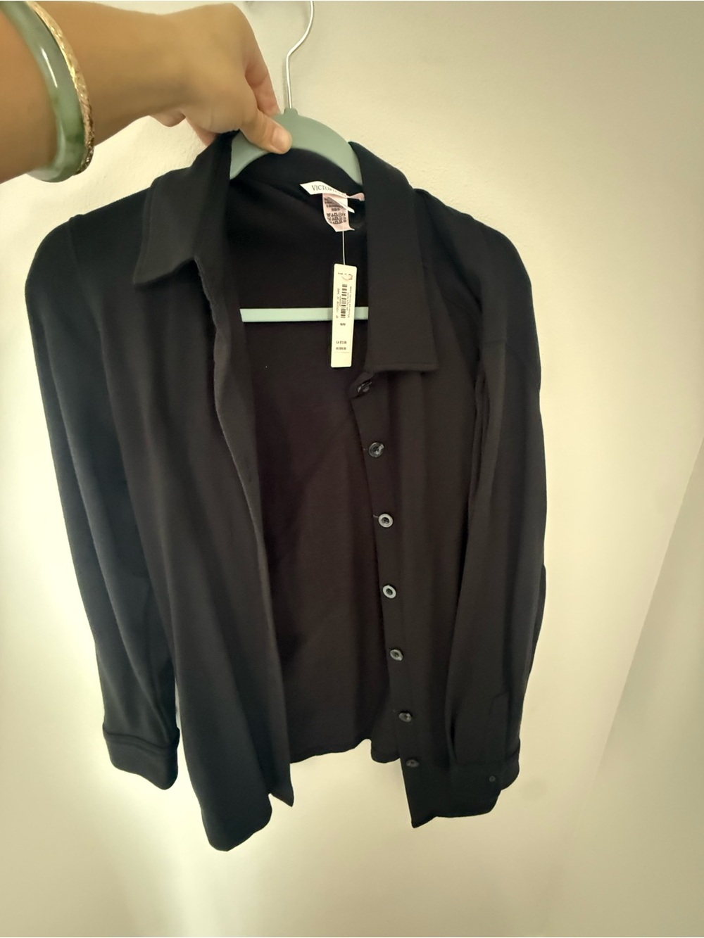 Victoria's Secret Black Lightweight Button-Up Shirt Jacket